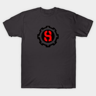 Red Letter S in a Black Industrial Cog T-Shirt